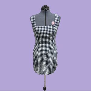 Old Navy White & Navy Gingham Mini Dress - LARGE
